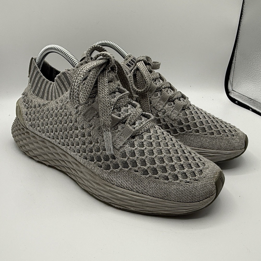 NOBULL Women Diamond Knit Mesh Trainer Light Gray Athletic Sneaker Size 7